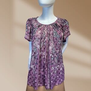 Style & Co Women's Pretty Purple Floral Top Size Medium NWOT